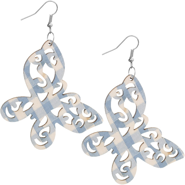 Blue Gingham Earrings