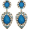 Blue Gold Teardrop Gemstone Link Post Earrings