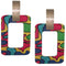 Green Pink Multicolor Art Deco Pattern Rectangle Wooden Earrings