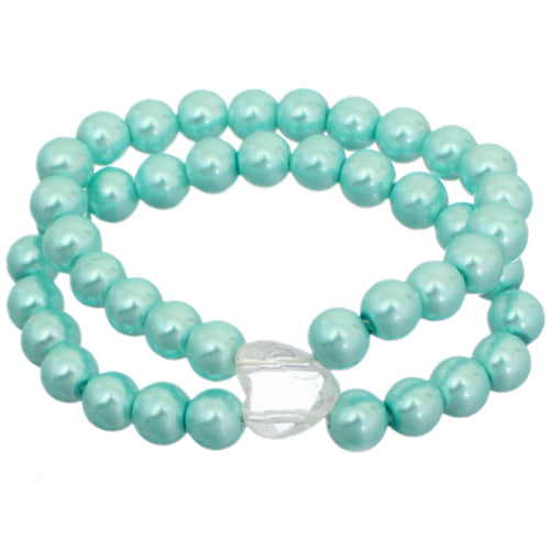 Blue Heart Beaded Stretch Bracelet