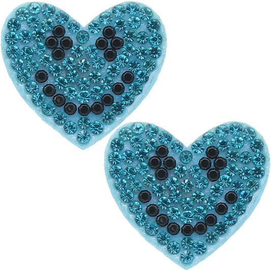Blue Heart Smiley Face Earrings