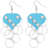 Blue Heart Ring Dangle Earrings