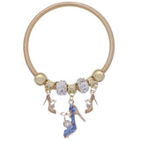 Blue Fireball High Heel Shoe Charm Stretch Bracelet