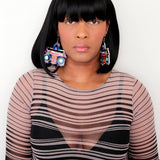 Blue Orange Hiphop Radio Boombox Earrings