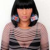 Blue Orange Hiphop Radio Boombox Earrings