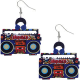 Blue Orange Hiphop Radio Boombox Earrings