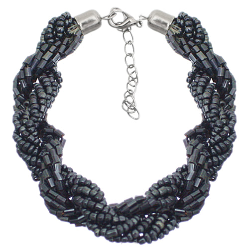 Dark Blue Twist Intertwined Sequin Beaded Bracelet