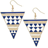 Blue Inverted Cutout Triangle Earrings