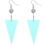 Blue Inverted Triangle Drop Chain Dangle Earrings