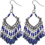 Blue Iridescent Bead Dangle Earrings