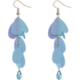 Blue Iridescent Long Teardrop Chain Earrings