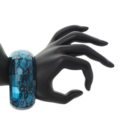 Blue Lace Textured Hinged Bracelet