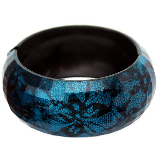 Blue Lace Textured Hinged Bracelet