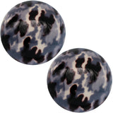 Blue Army Camo Large Button Stud Earrings