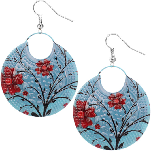 Blue Large Metal Earrings