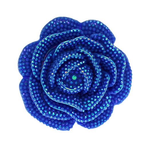 Blue Large Glitter Flower Stretch Ring