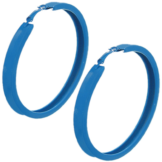 Blue Large Metal Hoop Earrings