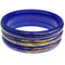 Blue 3-Piece Gold Brush Stacked Bracelets
