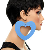 Blue Gigantic Big Heart Earrings