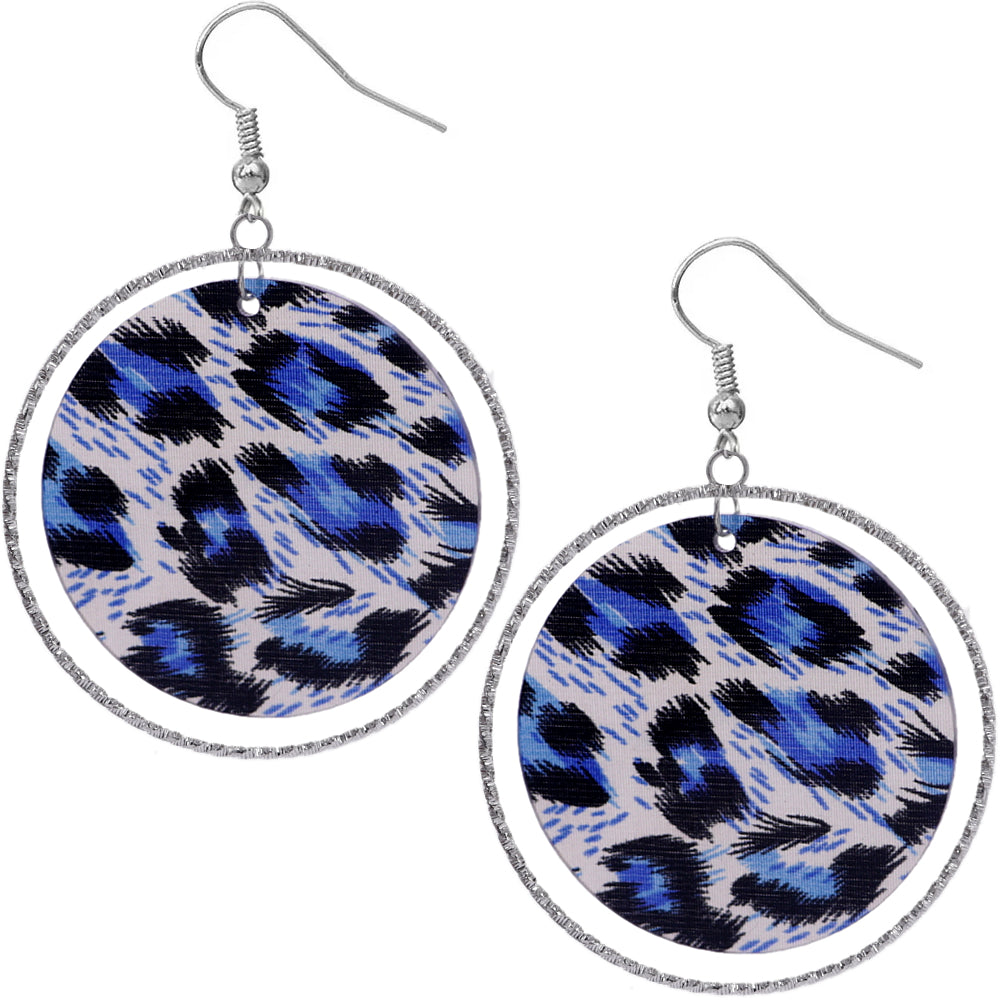 Blue Leopard Print Acrylic Hoop Earrings