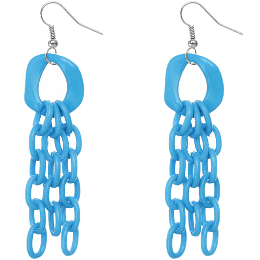 Blue Link Acrylic Dangle Earrings