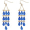 Blue 3 Tier Beaded Dangle Earrings