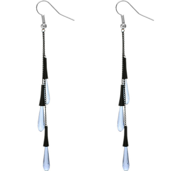 Blue Long Transparent Cascade Earrings