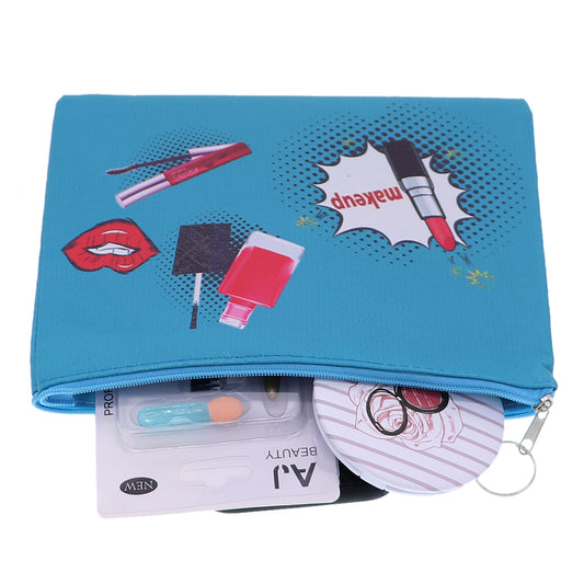 Blue Lipstick Keychain Makeup Cosmetic Bag