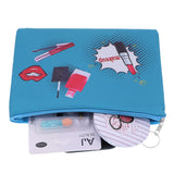 Blue Lipstick Keychain Makeup Cosmetic Bag