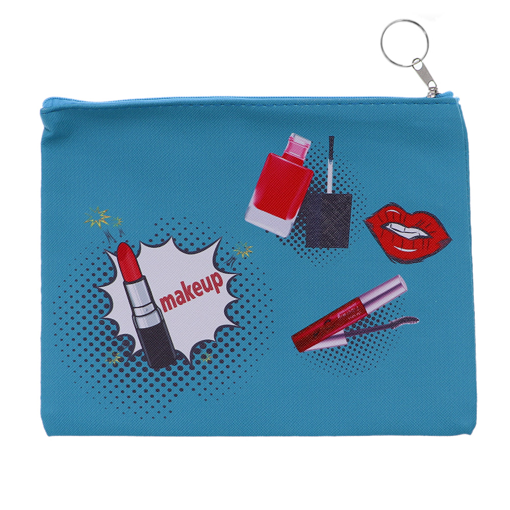 Blue Lipstick Keychain Makeup Cosmetic Bag