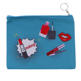 Blue Lipstick Keychain Makeup Cosmetic Bag