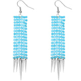 Blue Mesh Spike Dangle Earrings