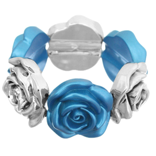 Blue Floral Stretch Bracelet