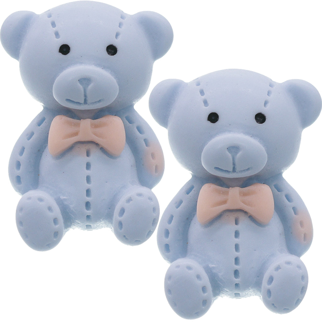 Blue Bow Tie Mini Teddy Bear Earrings