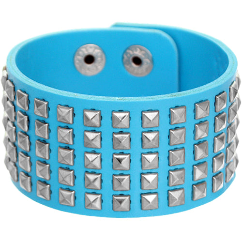 Blue Mini Studded Pyramid Snap Bracelet
