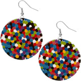 Multicolor Spotted Hexagon Earrings