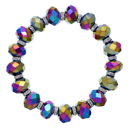 Multicolor Briolette Rhinestone Bead Stretch Bracelet