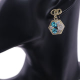 Blue Faux Gemstone Double Circle Post Earrings