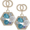 Blue Faux Gemstone Double Circle Post Earrings