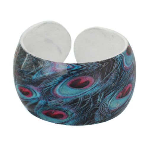 Blue Multicolor Feather Design Cuff Bracelet