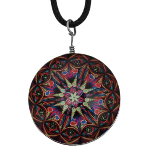 Pink Blue Kaleidoscope Nylon Charm Necklace