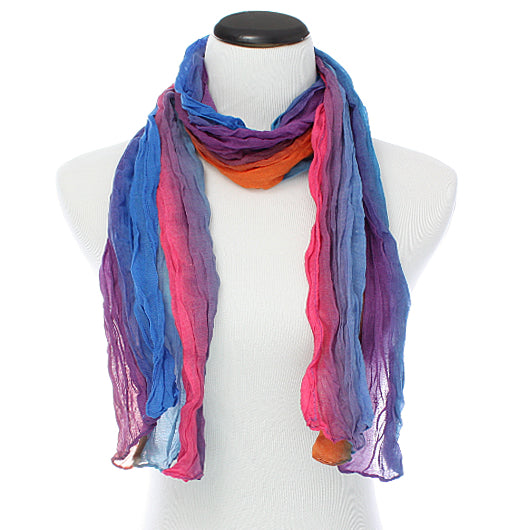 Pink Multicolor Lightweight Crinkle Wrap Scarf