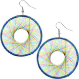 Blue Multicolor Round Woven Earrings
