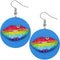 Blue Multicolor Big Lip Wooden Earrings