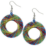 Blue Multicolor Woven Thread Hoop Earrings