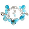 Blue Murano Glass Heart Charm Chain Link Bracelet