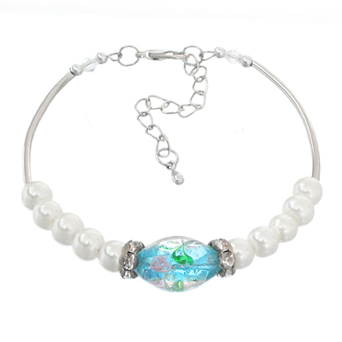Blue Murano Faux Pearl Beaded Bracelet
