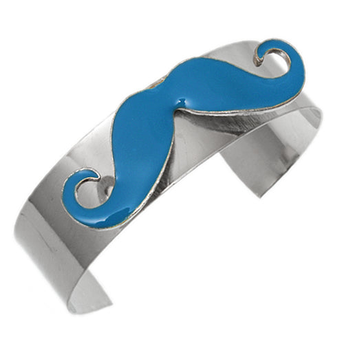 Blue Curl Mustache Cuff Bracelet