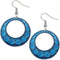 Blue Glossy Open Circle Thin Metal Earrings