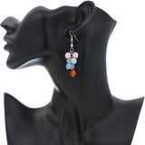 Pink Blue Multicolor Beaded Dangle Earrings
